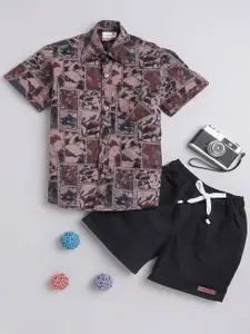 BAATCHEET Boys Pure Cotton Printed Shirt with Shorts
