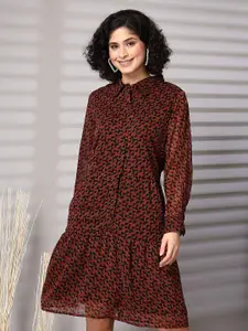 plusS Women Floral Print Fit & Flare Midi Dress