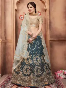 ODETTE Embroidered Semi-Stitched Lehenga & Blouse With Dupatta