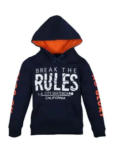 PLUM TREE Boys Alphanumeric Printed Hood Cotton Pullover Sweatshirt