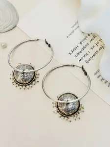 ABDESIGNS Silver Plated Beaded Enthralling Classic Hoop Earrings
