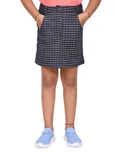 Cloth Bites Girls Pure Cotton Checked Above Knee A-Line Skirt