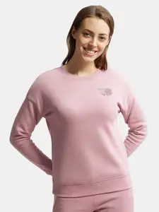 Jockey Super Combed Cotton Round Neck Printed Sweatshirt with Drop Shoulder Styling -U109