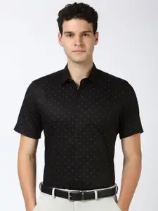 Peter England Men Spread Collar Geometric Printed Cotton Formal Shirt