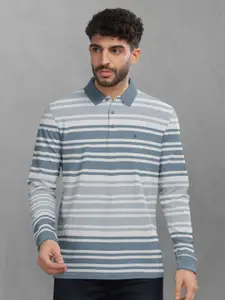 BULLMER Men Striped Polo Collar Cotton T-shirt