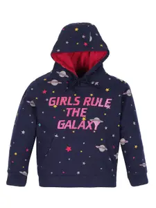 PLUM TREE Girls Conversational Printed Hood Cotton Pullover Sweatshirt