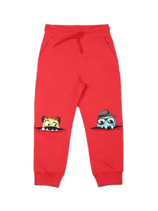 PLUM TREE Boys Cotton Graphic Mid-Rise Joggers