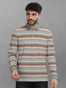 BULLMER Men Striped Polo Collar Cotton T-shirt