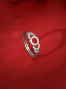 GIVA 92.5 Sterling Silver Rhodium-Plated CZ Studded Finger Ring
