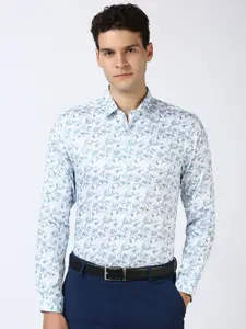 Peter England Men Spread Collar Floral Printed Cotton Slim Fit Formal Shirt