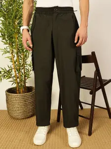 Thomas Scott Men Smart Loose Fit Mid-Rise Easy Wash Cotton Cargos Trousers