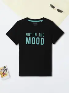 max Boys Typography Printed Round Neck Cotton T-shirt