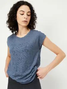 max Women Abstract Printed Round Neck Cotton T-shirt