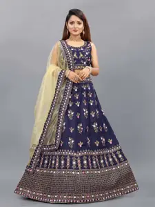 Aika Embroidered Thread Work Semi-Stitched Lehenga & Unstitched Blouse With Dupatta