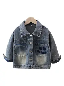 StyleCast x Revolte Boys Spread Collar Embroidered Denim Jacket
