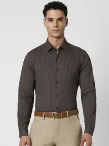 V Dot Men Spread Collar Micro Ditsy Printed Cotton Slim Fit Party Shirt