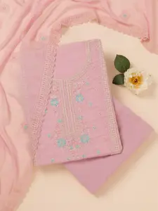 Koskii Floral Embroidered Beads and Stones Unstitched Dress Material