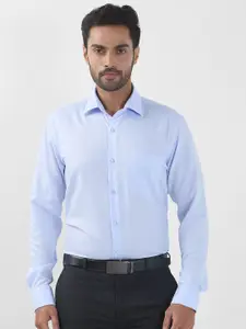 Raymond Men Contemporary Spread Collar Textured Solid Cotton Formal Shirt