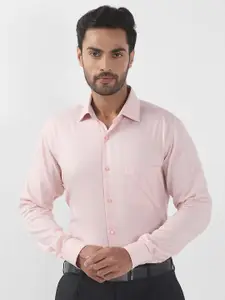 Raymond Men Contemporary Spread Collar Textured Cotton Formal Shirt