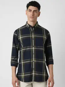 Van Heusen Sport Men Button-Down Collar Windowpane Checked Cotton Slim Fit Casual Shirt