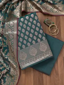 Koskii Floral Embroidered Zari Unstitched Dress Material