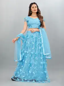 LADY SHOPI Embroidered Net Semi-Stitched Lehenga & Unstitched Blouse With Dupatta