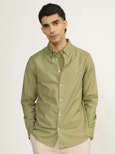 Andamen Men Premium Button-Down Collar Solid Cotton Casual Shirt