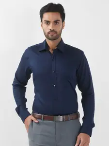 Raymond Men Contemporary Spread Collar Solid Cotton Formal Shirt