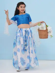 Aj DEZInES Girls Printed Thread Work Ready to Wear Lehenga & Blouse With Dupatta