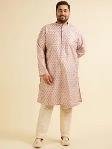 Manyavar Plus Size Printed Thread Work Kurta with Pyjama