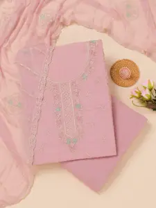 Koskii Floral Embroidered Beads and Stones Unstitched Dress Material