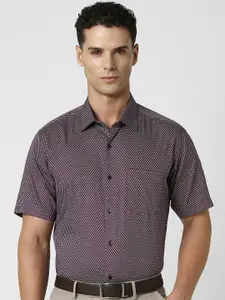 Van Heusen Men Spread Collar Micro Ditsy Printed Cotton Party Shirt