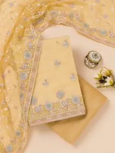 Koskii Floral Embroidered Sequinned Organza Unstitched Dress Material