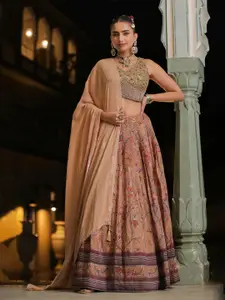 SCAKHI Embellished Beads and Stones Kalamkari Ready to Wear Lehenga & Blouse With Dupatta