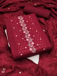 LADY SHOPI Floral Embellished Sequinned Detail Pure Silk Unstitched Dress Material