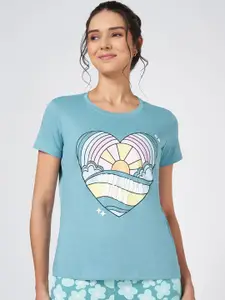 Dreamz by Pantaloons - Women Printed Pure Cotton Lounge Tshirts