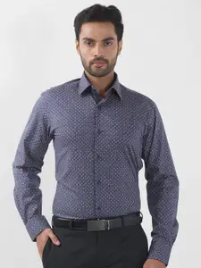Raymond Men Spread Collar Geometric Printed Cotton Slim Fit Formal Shirt