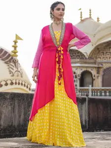 SCAKHI Printed Beads and Stones Ready to Wear Lehenga & Blouse