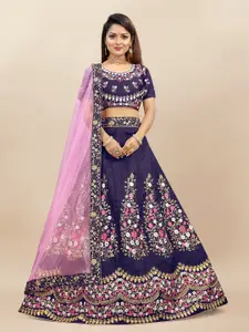 LADY SHOPI Embroidered Beads and Stone Semi-Stitched Lehenga & Unstitched Blouse & Dupatta