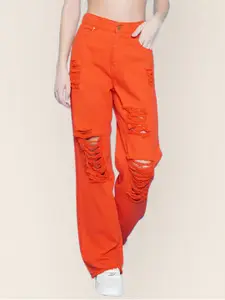 BAESD Women Straight Fit Highly Distressed Jeans