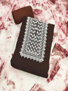 LADY SHOPI Floral Embroidered Thread Work Unstitched Dress Material