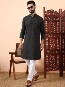 Latest Chikan Garments Woven Design Mandarin Collar Straight Kurta