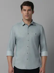 Louis Philippe Sport Men Spread Collar Textured Cotton Slim Fit Casual Shirt