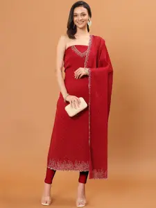 Meena Bazaar Embellished Sequinned Art Silk Unstitched Dress Material