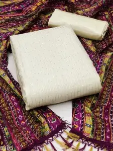 LADY SHOPI Striped Embellished Sequinned Unstitched Dress Material