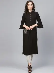 Anouk Shirt Collar Flared Sleeves Straight Kurta