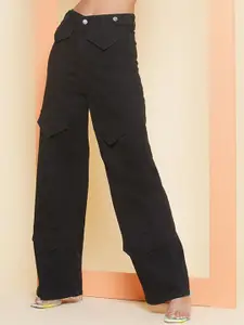 BAESD Women Wide Leg Clean Look High-Rise Jeans