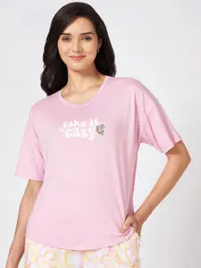 Dreamz by Pantaloons Women Printed Pure Cotton Lounge Tshirts