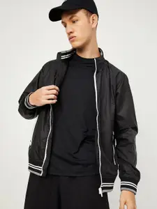 max Men Solid Bomber with Patchwork Jacket