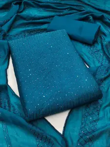 LADY SHOPI Striped Embellished Sequinned Chanderi Unstitched Dress Material